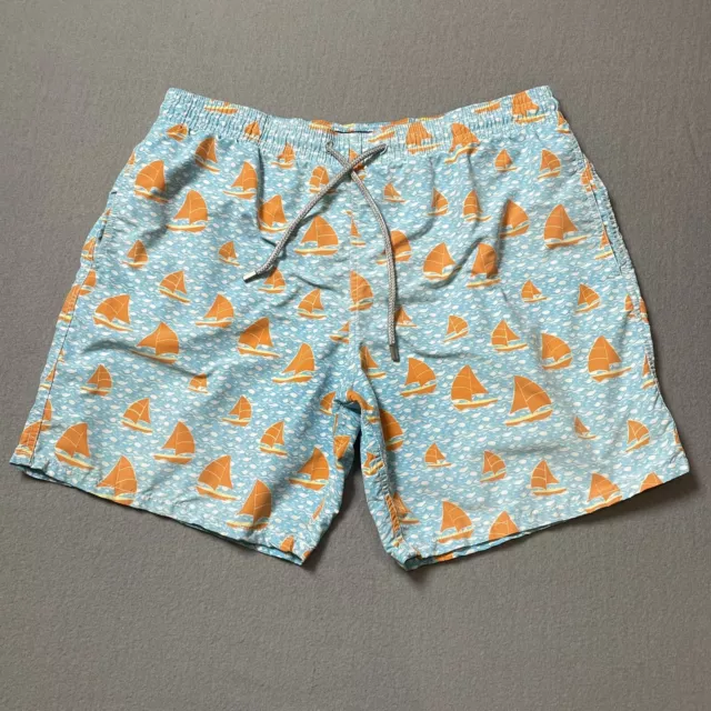 Vilebrequin Swimsuit Men's XXL Blue Orange Sailboats Swim Trunks