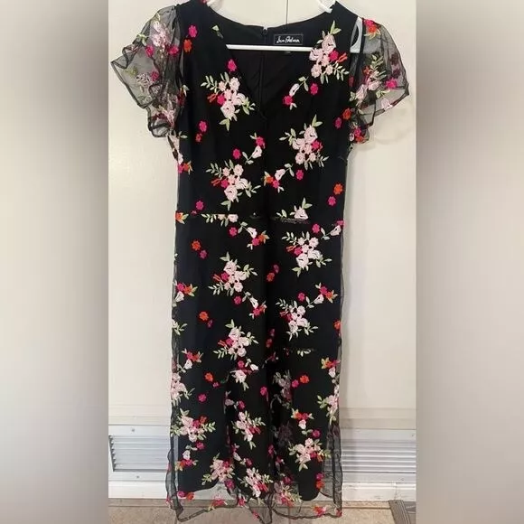 NWOT SAM EDELMAN Floral Embroidered Midi Dress Cold Shoulder women’s size 6