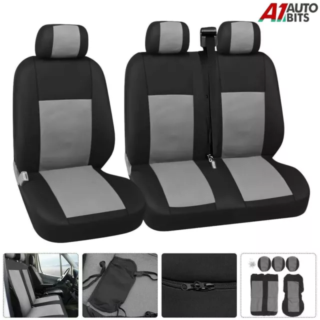 Quality Grey Fabric Seat Covers Single Double For Fiat Ducato Scudo