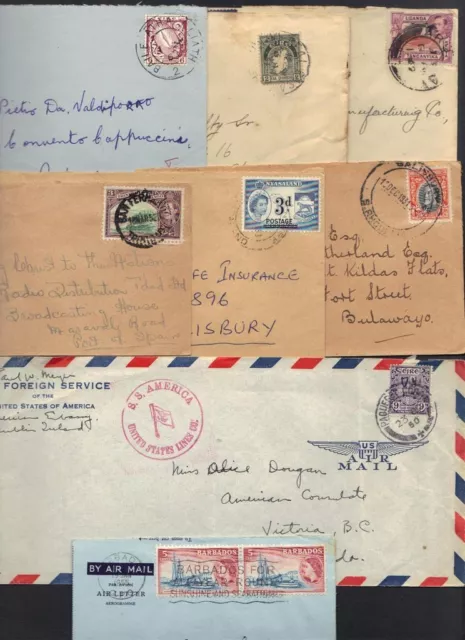 Britische Comm 1930-50s Coll Von 8 Cvrs S.Rhodesia Trinidad Njassaland, Uganda