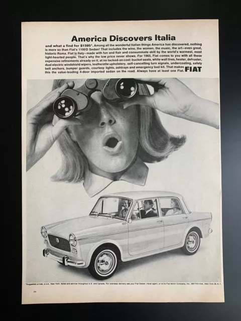 Vintage 1965 Fiat 1100D Sedan Print Ad