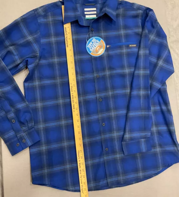 Columbia Sportswear Men's UPF 50 Omni Shade Blue Plaid  Shirt XL Original Tags 3