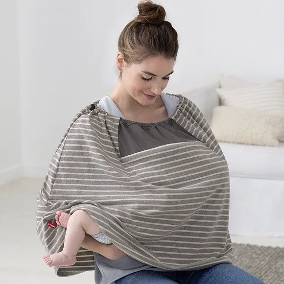 Skiphop Grab & Go Hide & Chic Nursing Scarf Grey Stripe Breast feeding cover-up