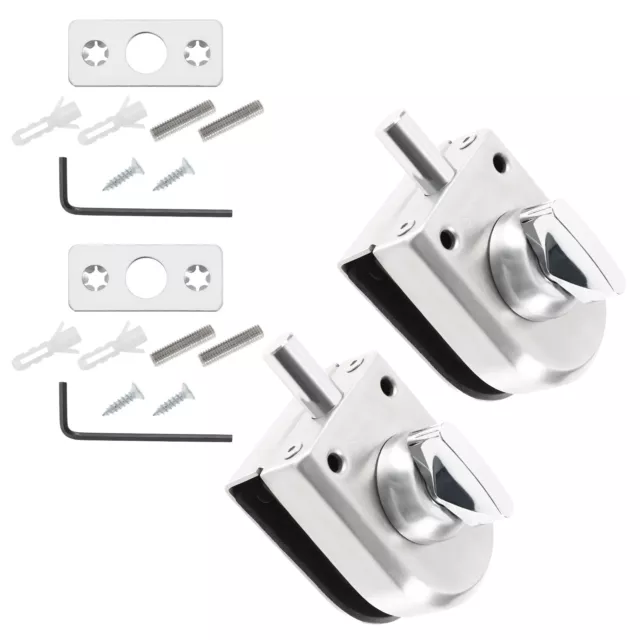 2PCS Glass Door Lock Stainless Steel Floor Latch Bolt Ground Lock Security Lock