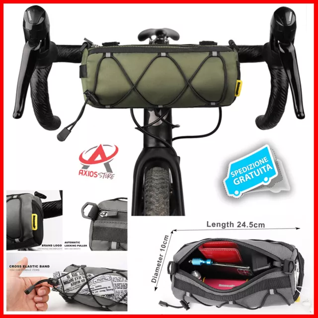 Borsa da Bici Manubrio ZAINO IMPERMEABILE MTB BIKE BAG 2,4L HANDLEBAR