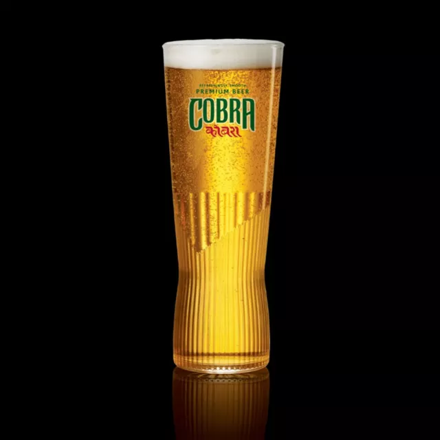 Cobra Beer Pint Glass - Tall Silm Matte Lined New Design Lager 380ml Brand New