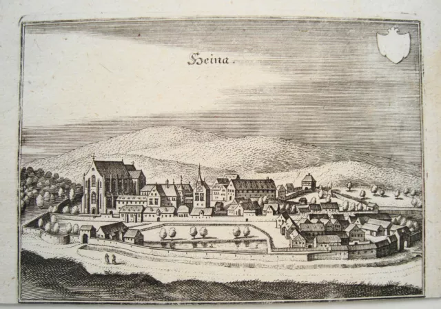 Kloster Heina Frankenberg seltener echter alter  Merian Kupferstich 1645