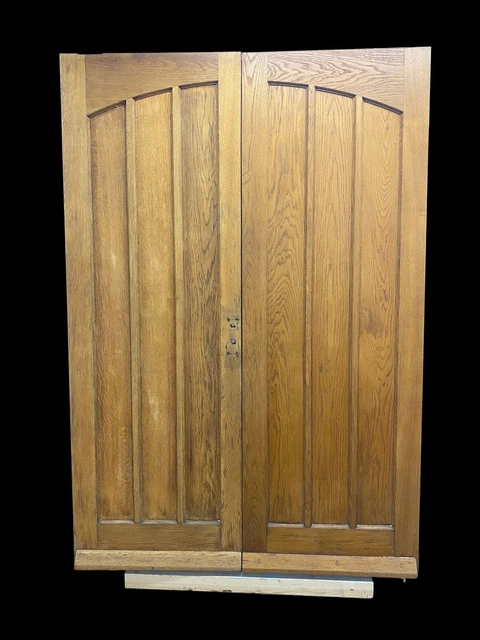 Large Solid Oak Front Double  Door Set Period Reclaimed Old Pair Hardwood Refurb