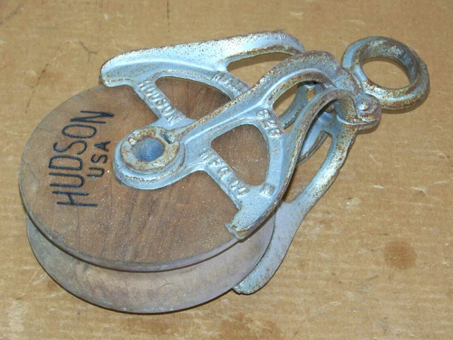 Vintage Antique HUDSON Cast Iron Hay Trolley Carrier Barn Rope Pulley Steampunk