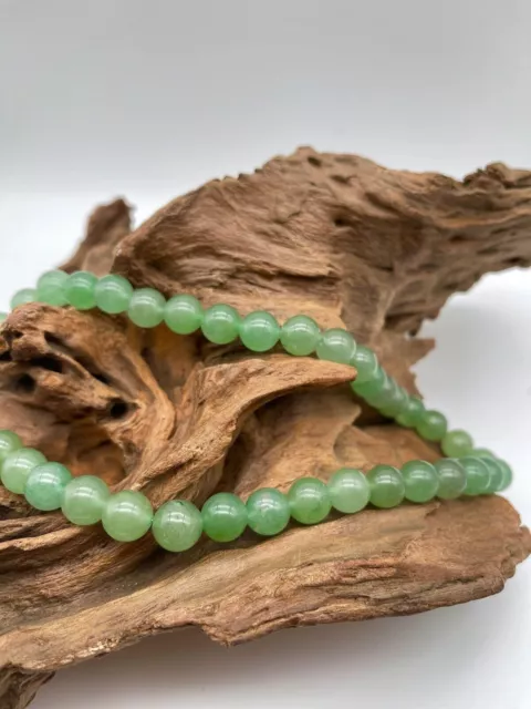 Collana con perline in pietra avventurina verde naturale di qualità AAA per... 2