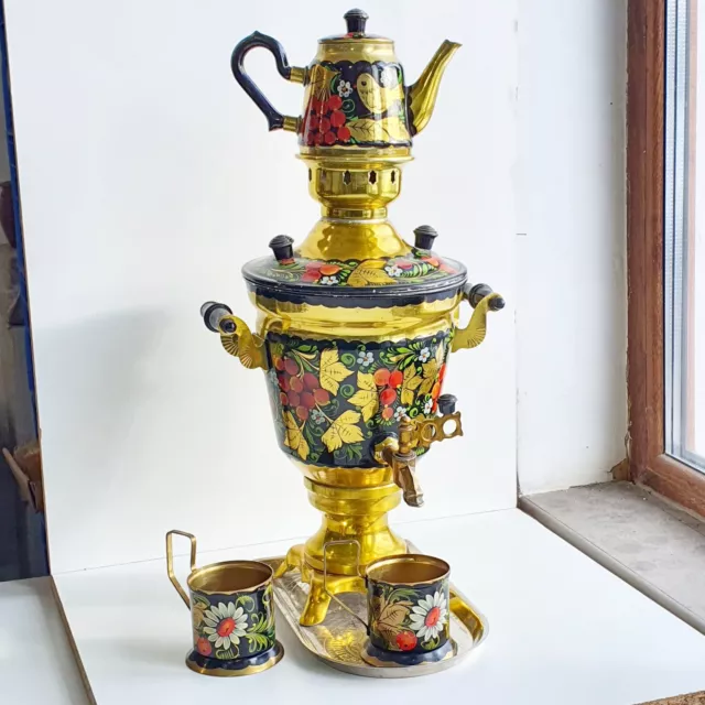 Vintage Soviet Painted Tula Electric Samovar 1987 USSR 3 liters Tested - Working