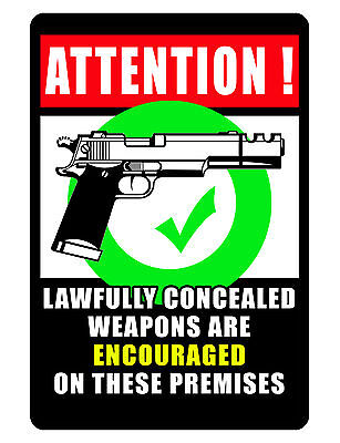 Conceal CARRY ALLOWED Sign FIREARM GUN RIGHTS SIGN FULL COLOR DURABLE ALUMINUM