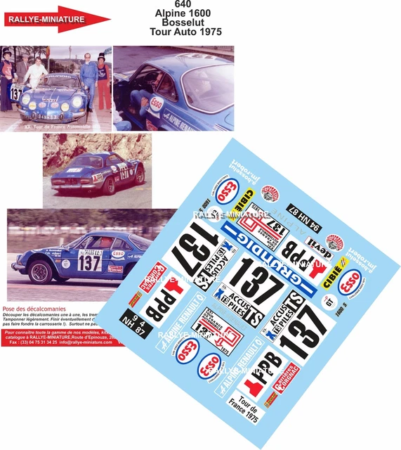 DECALS 1/32 REF 1202 ALPINE RENAULT A110 NICOLAS RONDE CEVENOLE 1975 RALLYE