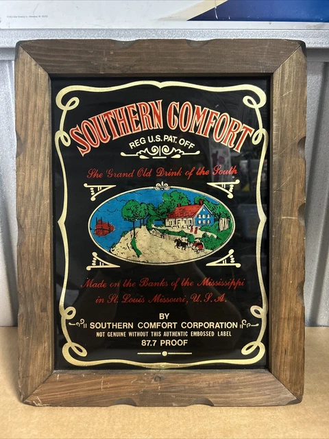Vintage Southern Comfort Whiskey Bar Pub Reverse Glass Sign MCM 20”x15” Rare