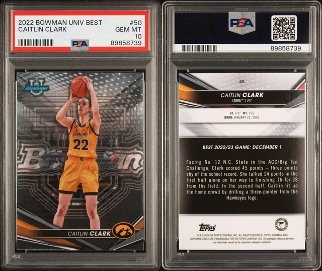 Graded 2022 Topps Bowman University Best Caitlin Clark #50