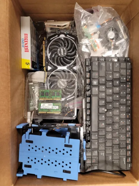 Box Of Random Cables, Components And Electronics
