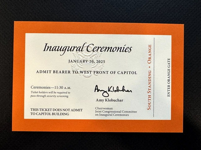 2025 PRESIDENTIAL INAUGURATION Ticket (Donald J. Trump Orange