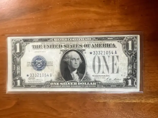 Star Note 1928 A Series $1 Silver Certificate United States Note Funny Back