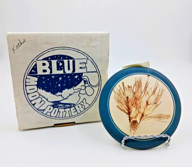 Blue Moon Pottery Bread Bun Warmer Wall Plaque 5.5 Impressed Pine Cone & Needles