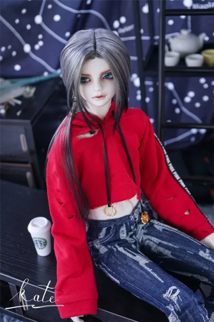 BJD 1/3 1/4 Uncle Doll Clothing Only Hoody Blue/Red Doll Clothes