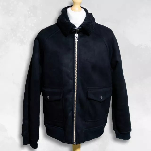 Pretty green faux shearling flight jacket deals