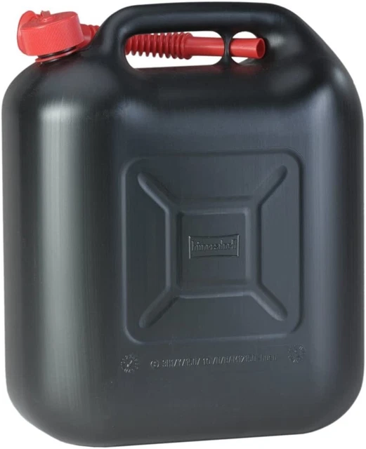 Jerricane 20L Noir Plastique Liquide Essence Gasoil Etanche Tube Ecoulement Neuf