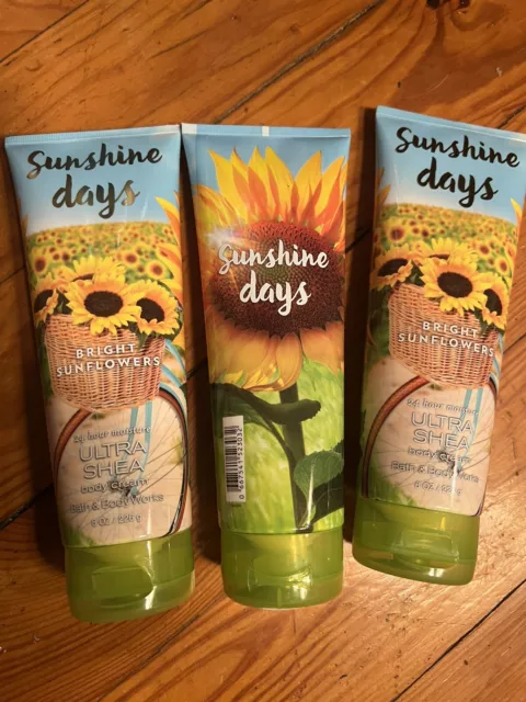 Bath & Body Works 3 X SUNSHINE DAYS 8 Oz. ULTRA SHEA Body Cream DISC.!