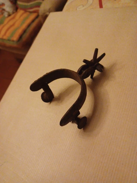 Éperon De Cowboy Ancien - Forgeron Mexicain Ou Américain - Pièce Vintage Authentique