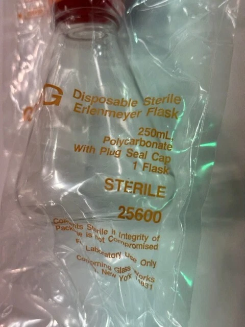 Corning Disposable Sterile Erlenmeyer Flask 250ml Polycarbonate w/Plug Seal Cap Corning Disposable Sterile Erlenmeyer Flask 250ml Polycarbonate w/Plug Seal Cap
