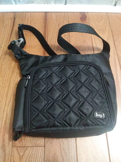 LUG Sidecar Crossbody Shoulder Bag RFID Adjustable Waist Bag Quilted Black Purse