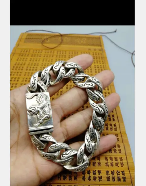 Fashion personality national silver jewelry neutral hip hop Tiger Bracelet