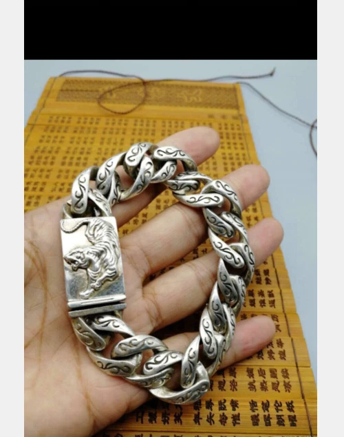 Fashion personality national silver jewelry neutral hip hop Tiger Bracelet