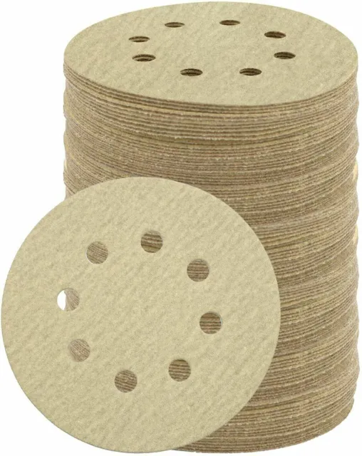 50 PCS Sanding Discs 8-Hole Hook Loop Orbital Sander Paper 60-800 Grit 5 inch