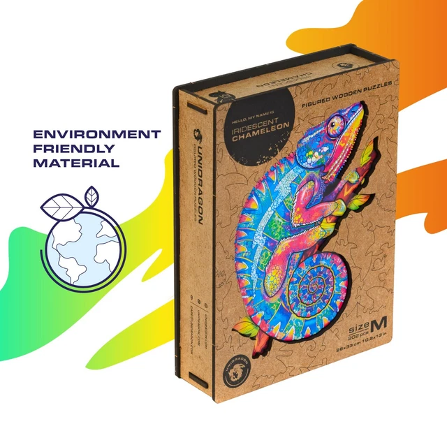 Unidragon Wooden Jigsaw Puzzles "Iridescent Chameleon" Wooden Puzzles - M 3