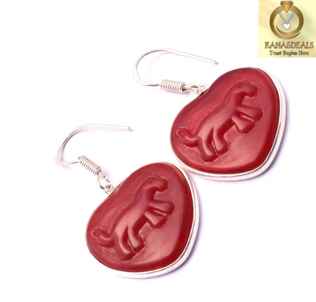Red Carving Stone Plated Earring Awesome Jewellery 8 GM Value-Priced @1.99-71440