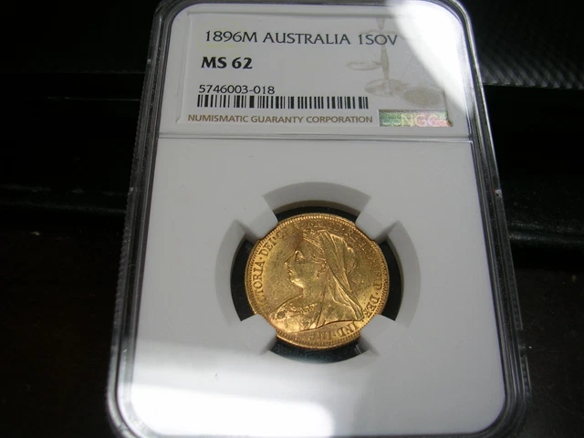 1896-M AUSTRALIA Gold SOVEREIGN NGC MS62