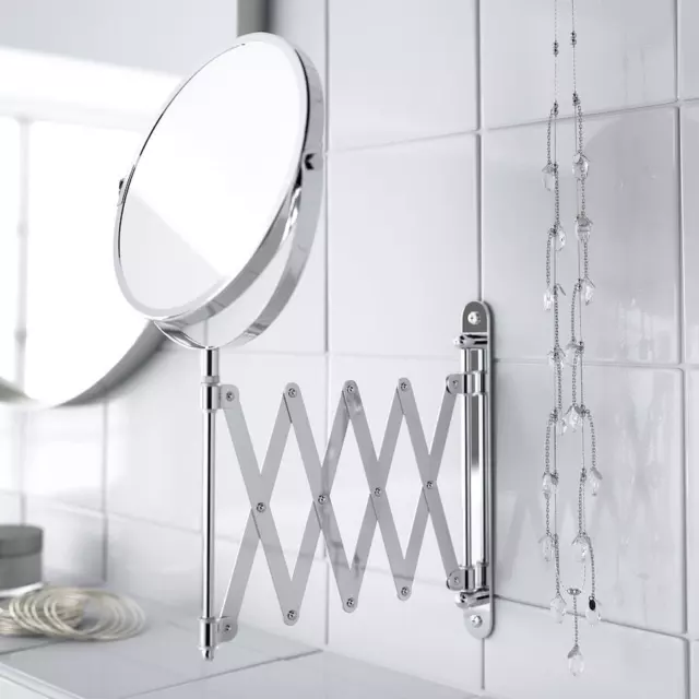 Extendable Magnifying Wall Mounted Bathroom Swivel Mirror Shaving Vanity Make Up