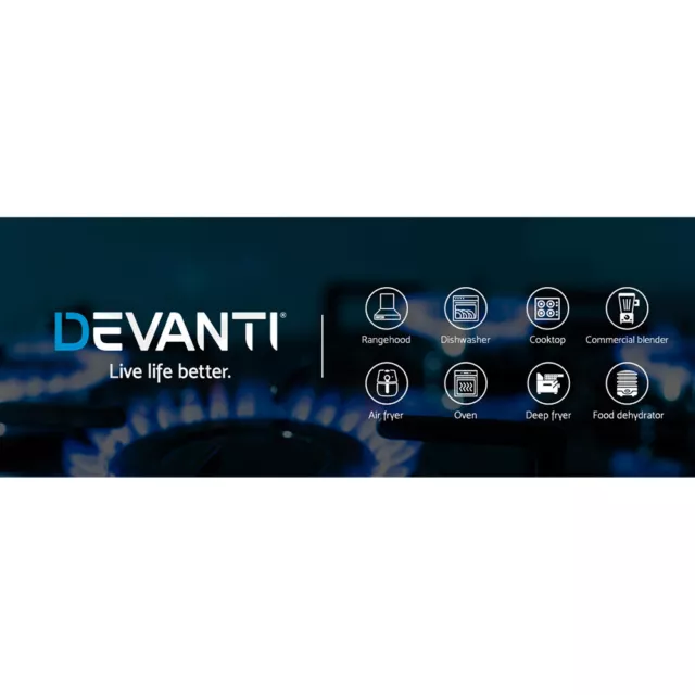 Devanti Gas Cooktop 90cm 60cm Glass Steel Stove Hob Cooker 2/4/5 Burner NG LPG 2