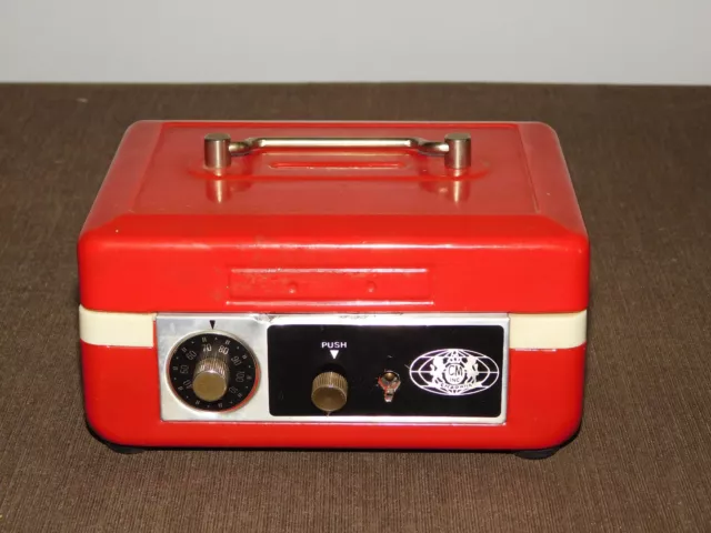 Vintage Cm Inc Chadwick Metal Combination Metal Coin Bank Box Missing Key & Comb