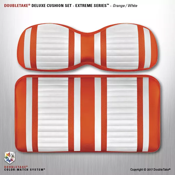 Extreme Double Take Golf Chariot Siège Coussins (Orange / Blanc)