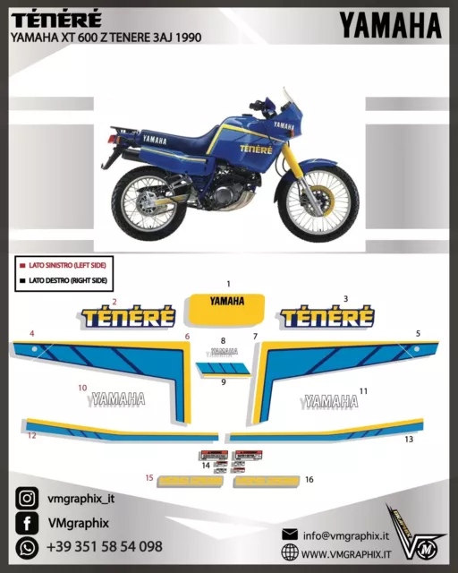 Yamaha XT 600 Z TENERE 3AJ 1990 BLU adesivi/adhesives/grafiche/stickers/decals