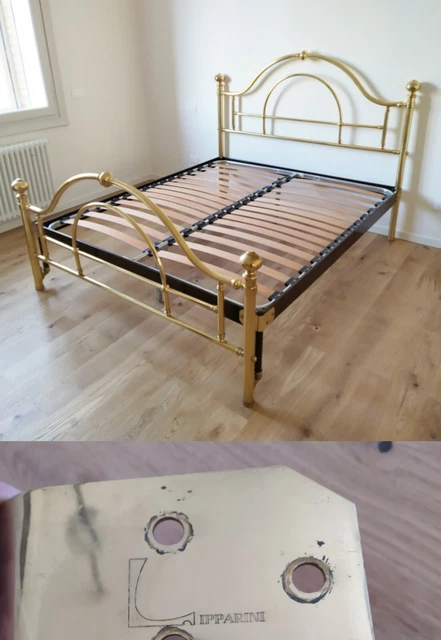 Elegante Letto Matrimoniale Lipparini Anni 80 Struttura In Ottone E Rete A Doghe