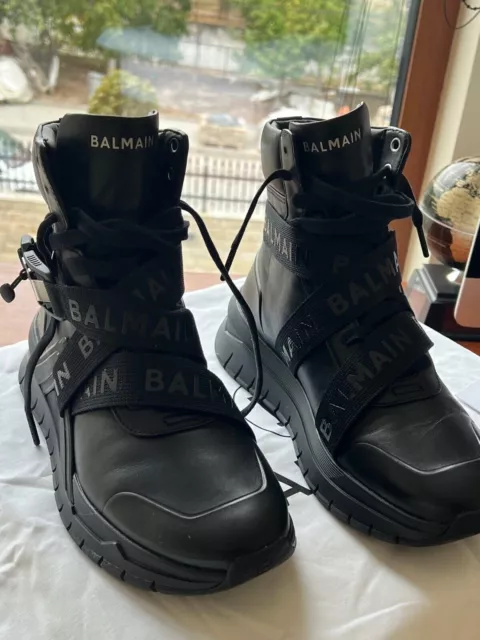 PUMA X BALMAIN CELL STELLAR MID TRAINERS BLACK LEATHER SNEAKERS DEADSTOCK  BOOTS