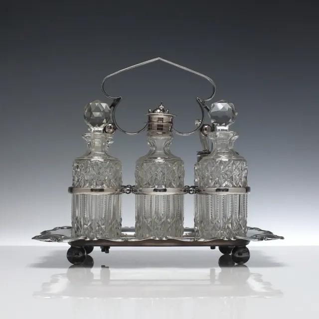 High Quality 19th Century Silver Plated Six Bottle Condiment Set c1890