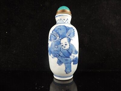 Collection Chinese Painting Playing Boy Porcelain Snuff Bottle