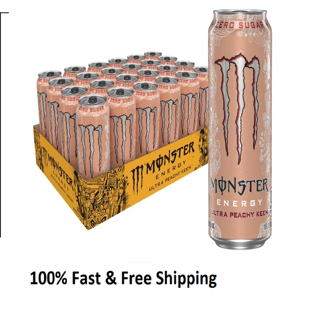 MONSTER ENERGY ULTRA Peachy Keen, Sugar Free Energy Drink, 16oz (Pack