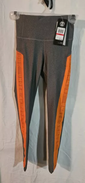 Under Armour Women's Heatgear Ankle Crop High Rise Gray/Orange Leggings Size XS