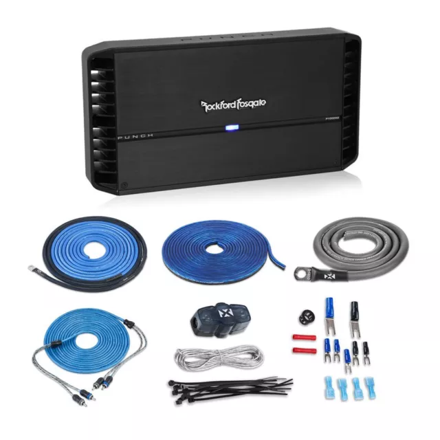 Rockford Fosgate P1000X2 1000W 2-Channel Car Amplifier w/ Free 4 Gauge Amp Kit