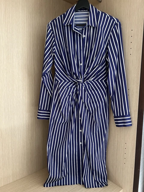 blue and white striped shirt dress zara Mersea Women's Charlie Short Shirt Dress in Liberty Stripe main image 1