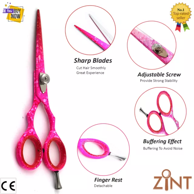 Professional Barber Hair Dressing Scissors Sharp Cutting Pink 6" Stainless Steel